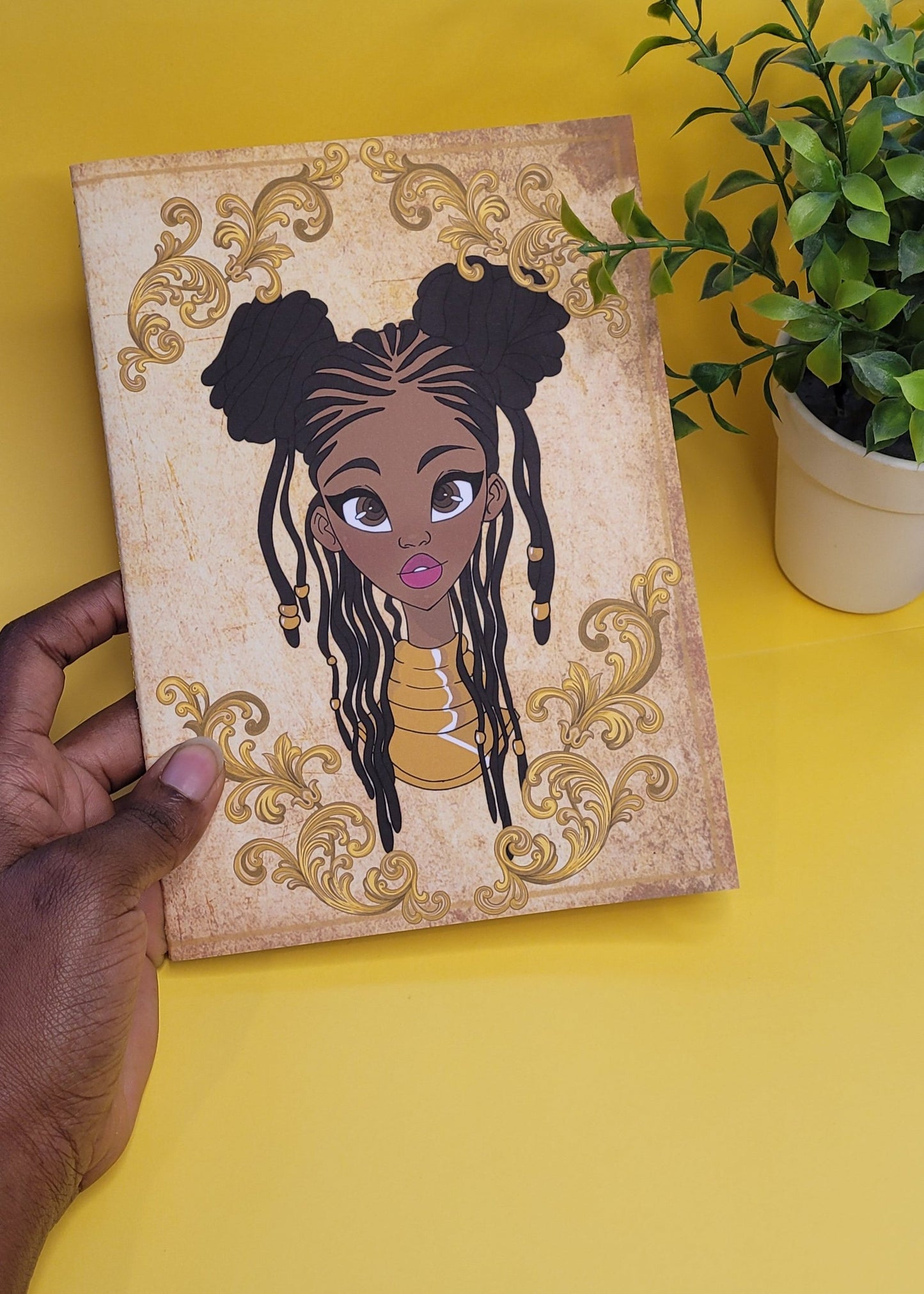Cute A5 unlined Black princess character notebook