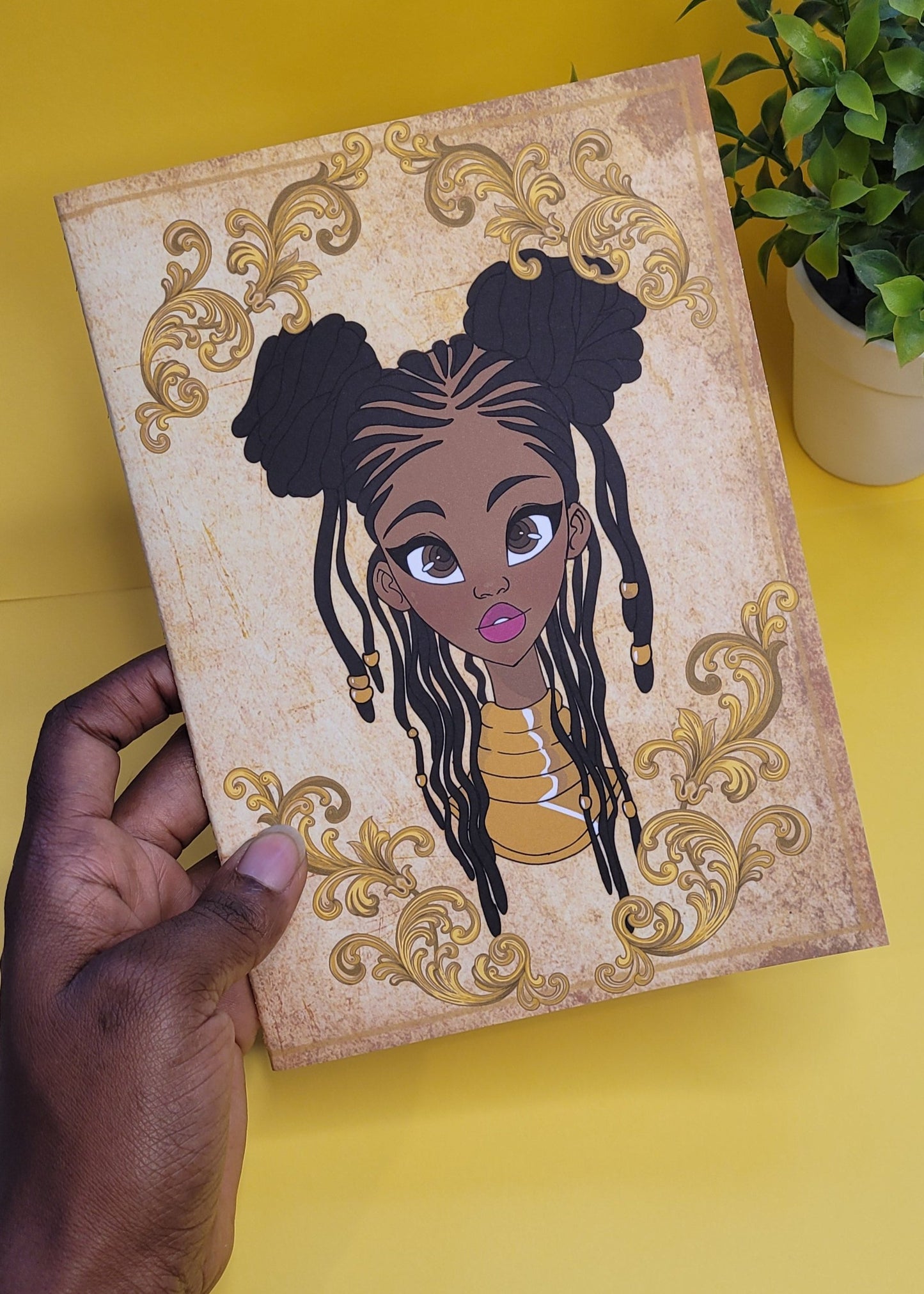 Cute A5 unlined Black princess character notebook
