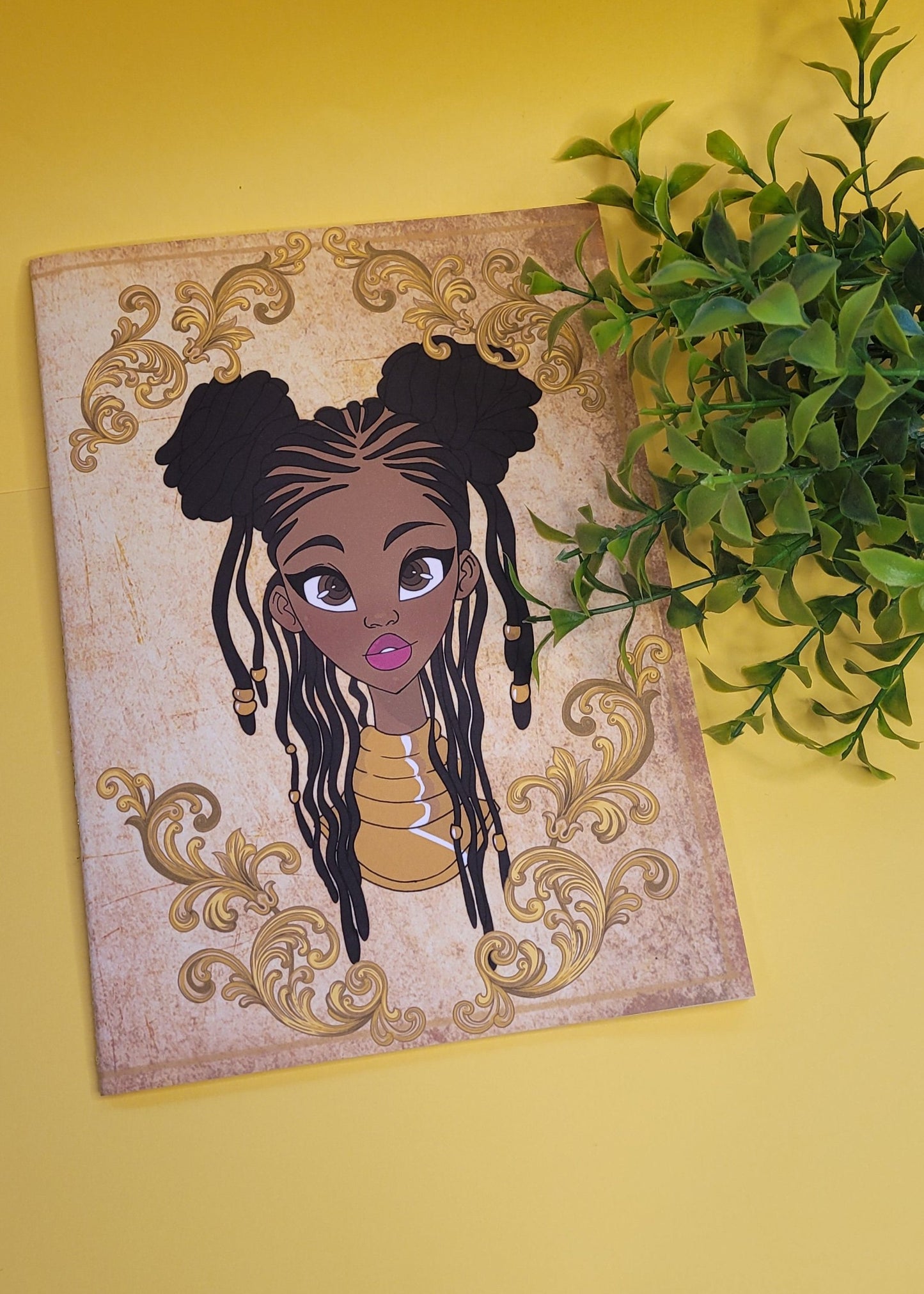 Cute A5 unlined Black princess character notebook