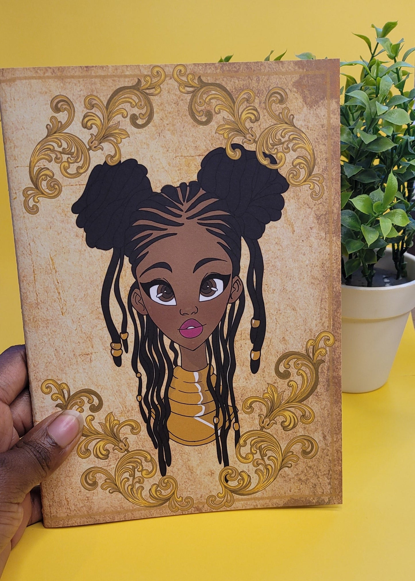 Cute A5 unlined Black princess character notebook