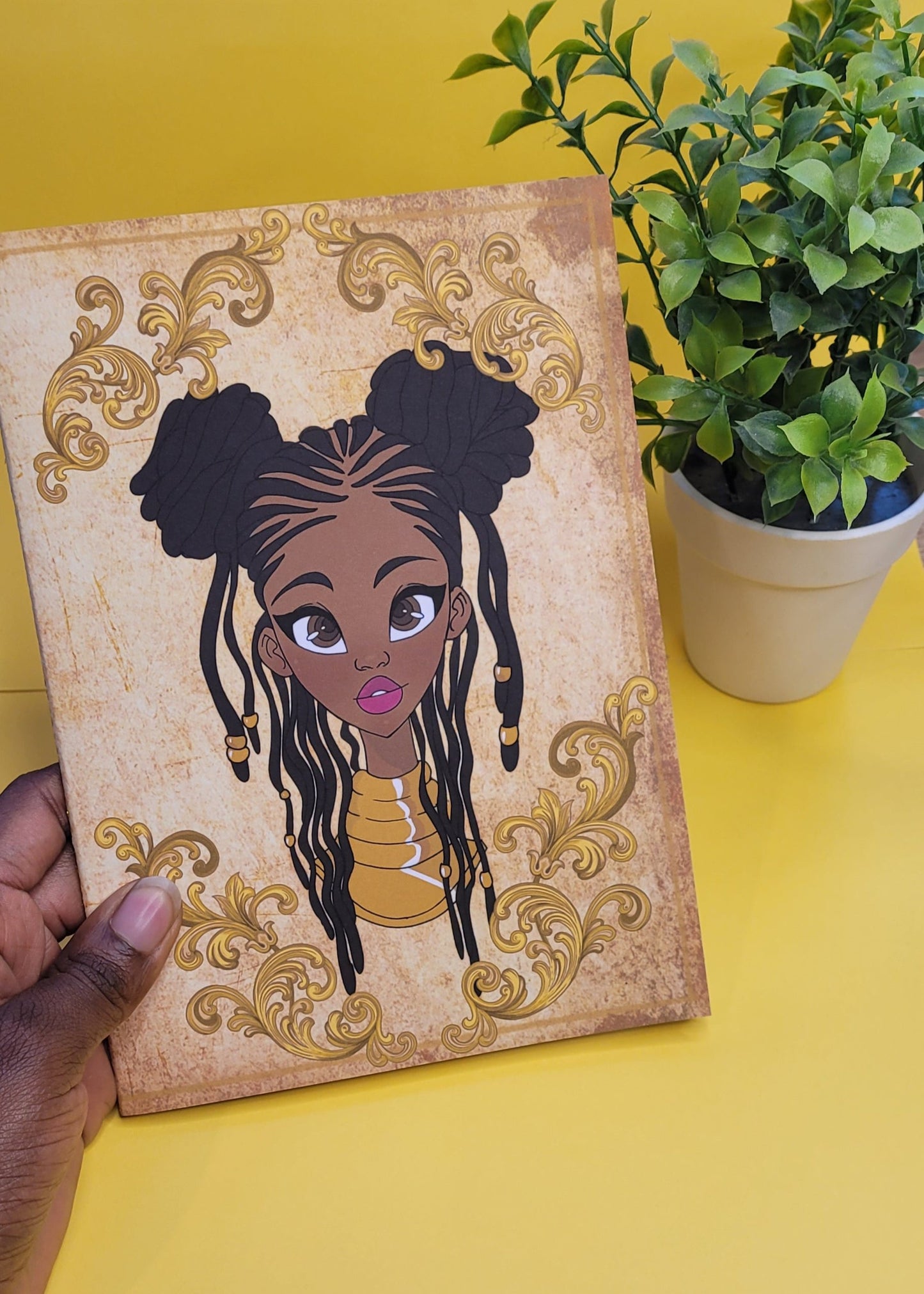 Cute A5 unlined Black princess character notebook