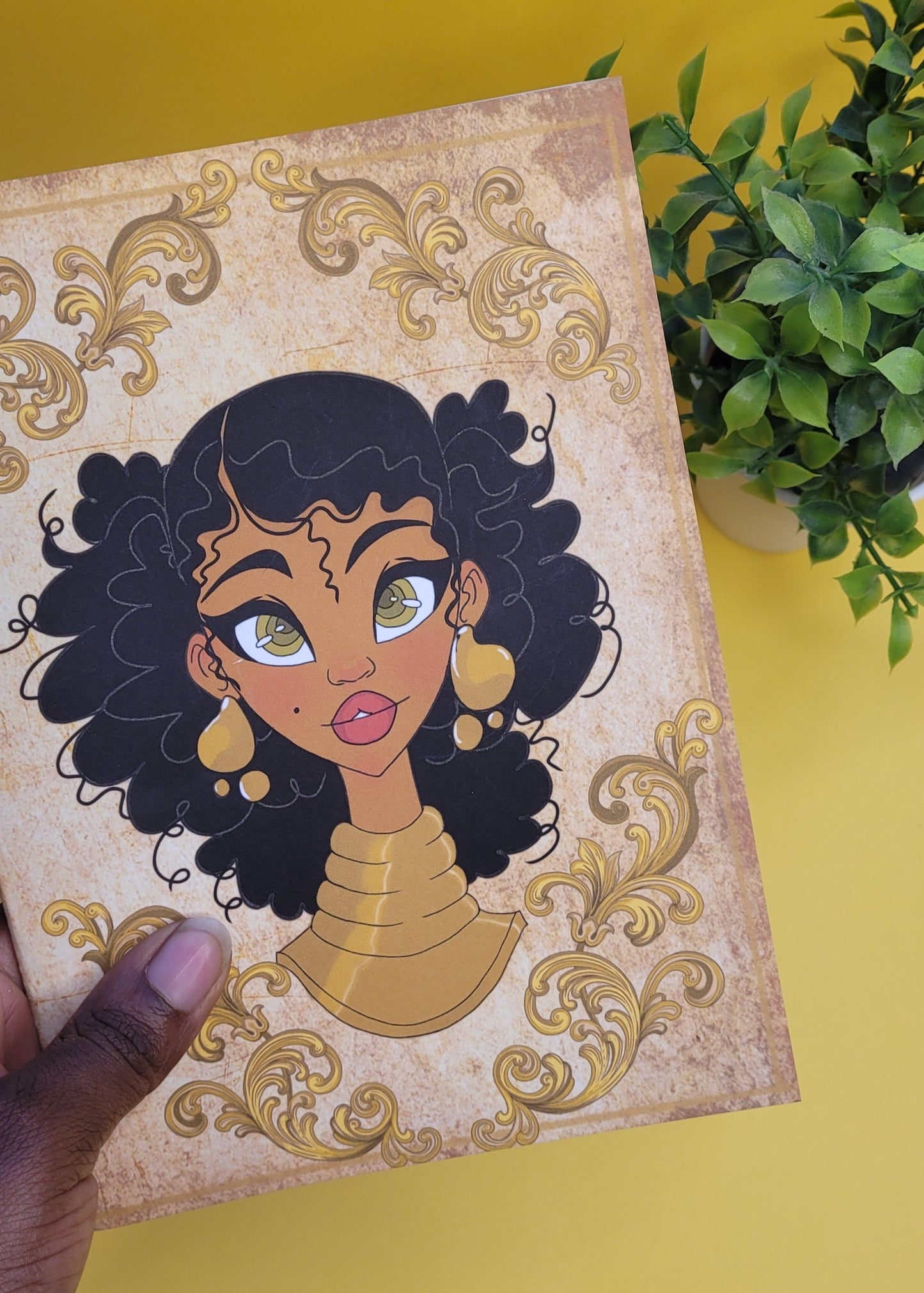 Cute A5 unlined Black princess character notebook