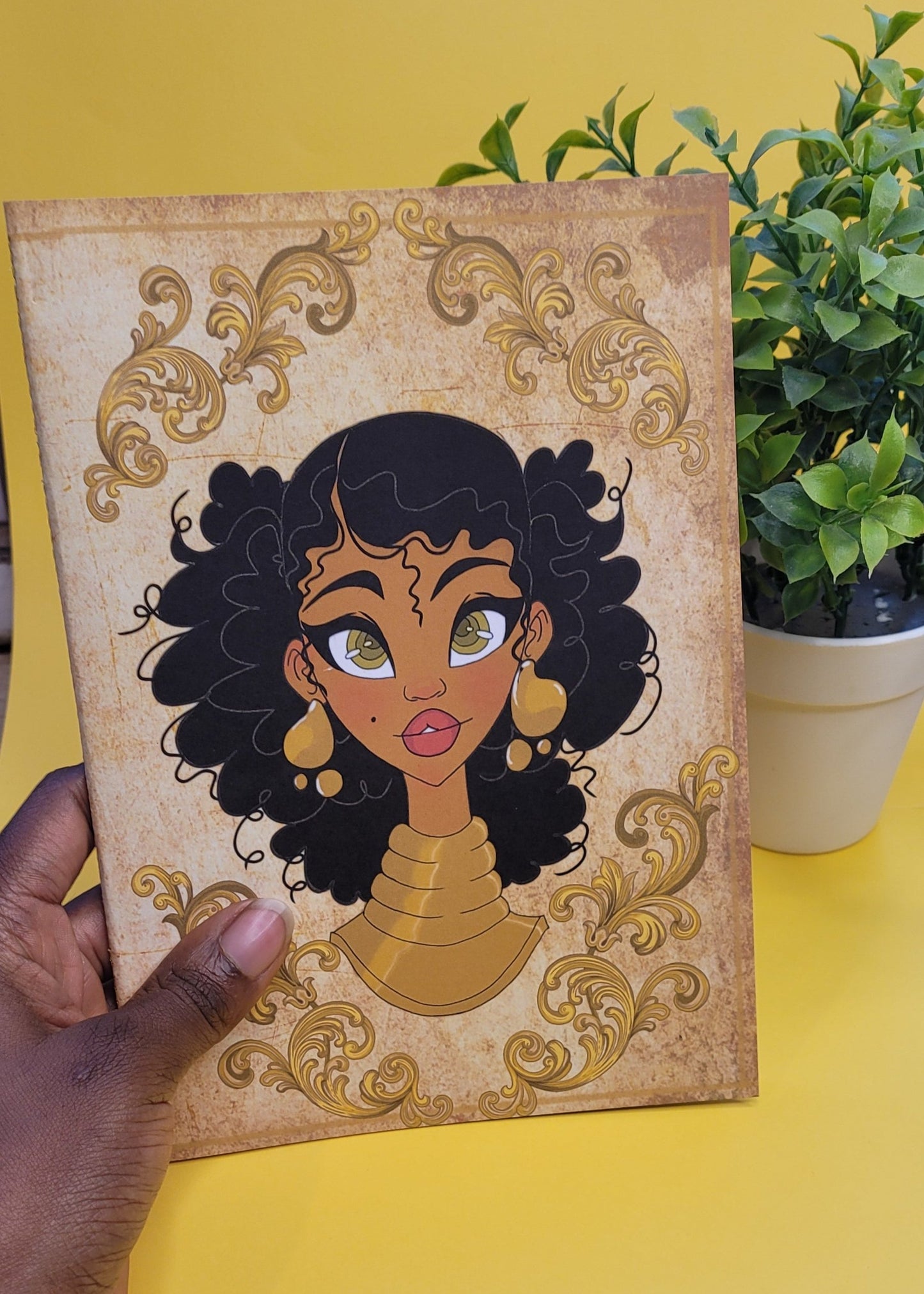 Cute A5 unlined Black princess character notebook