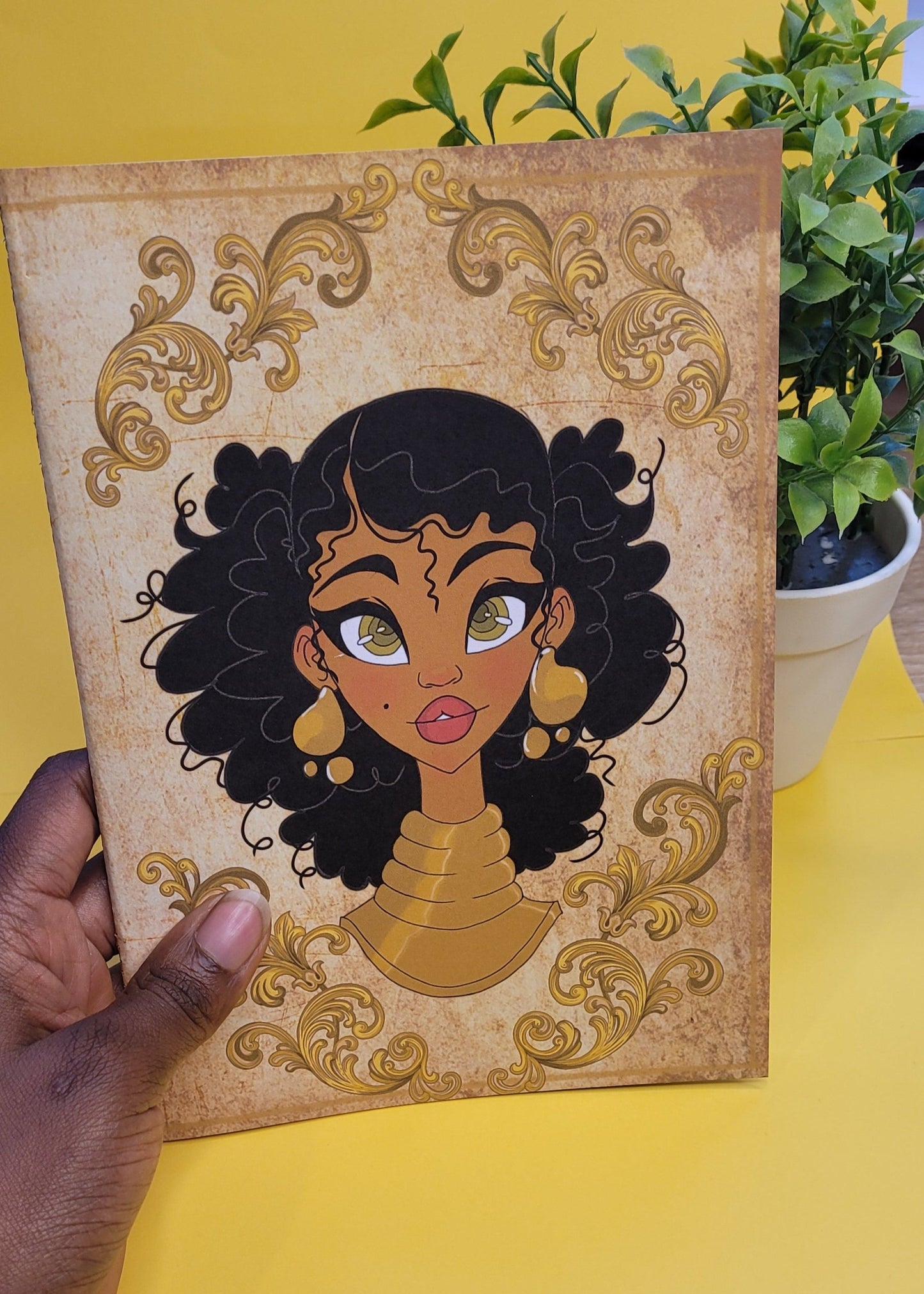 Cute A5 unlined Black princess character notebook