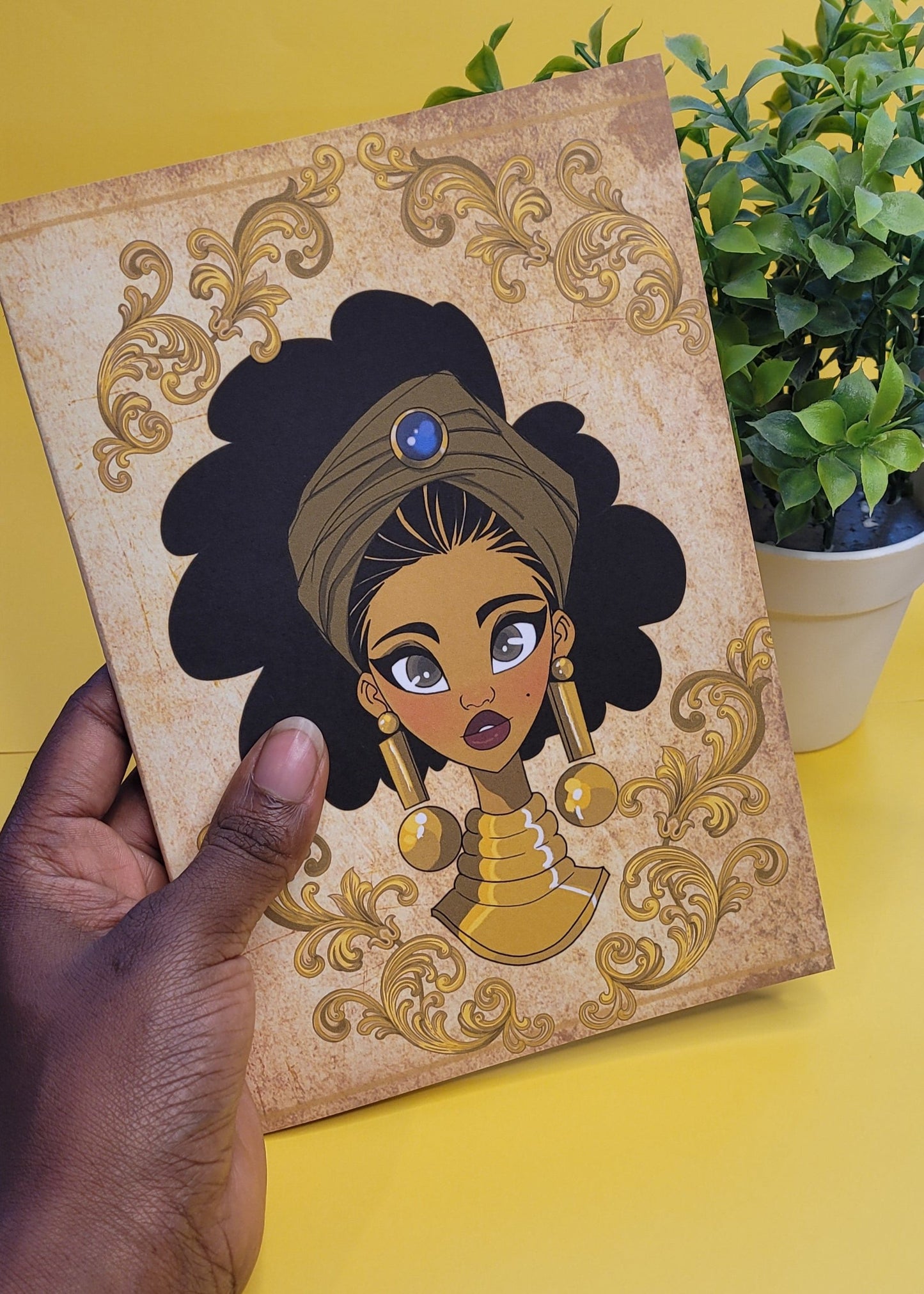 Cute A5 unlined Black princess character notebook