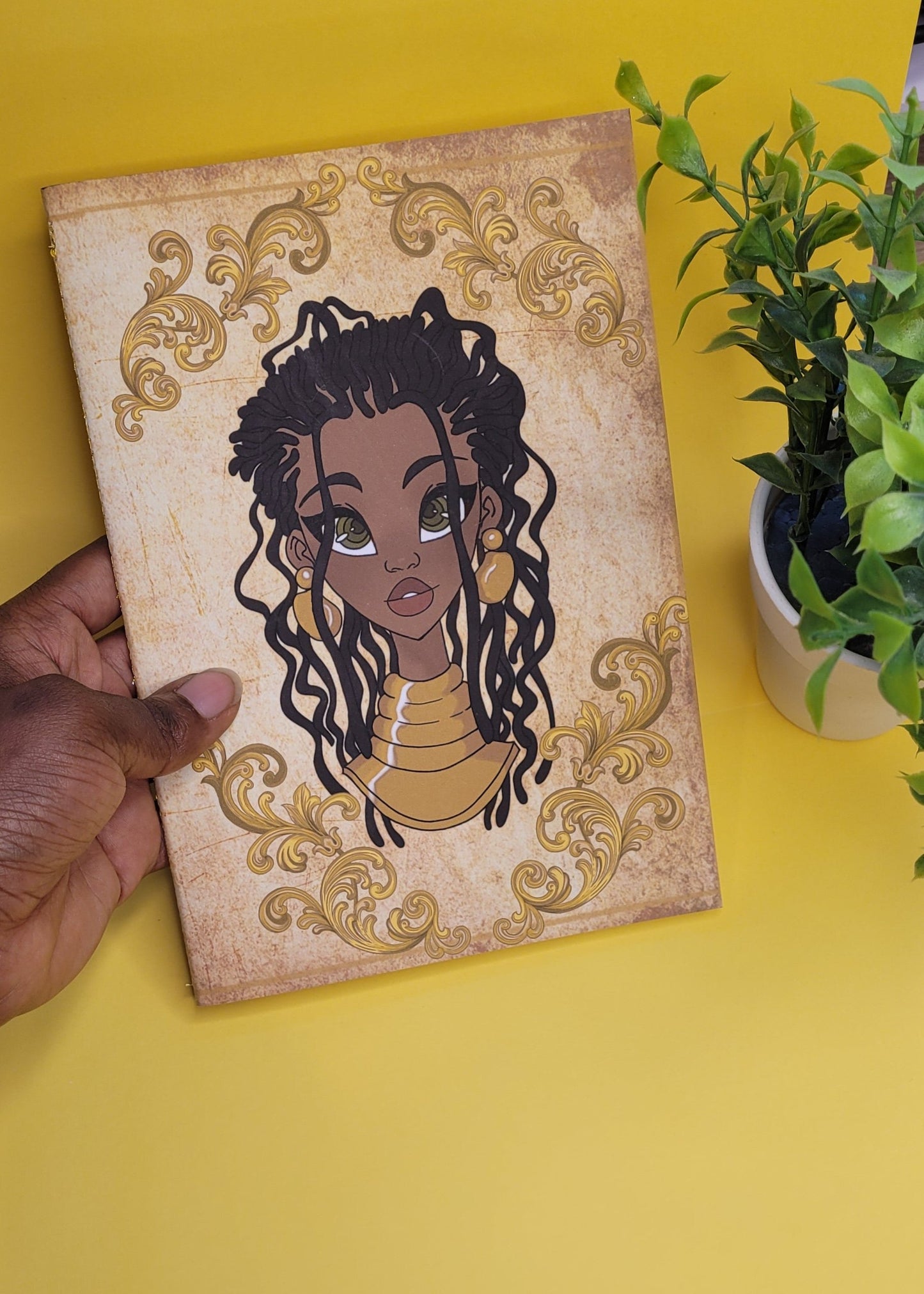 Cute A5 unlined Black princess character notebook