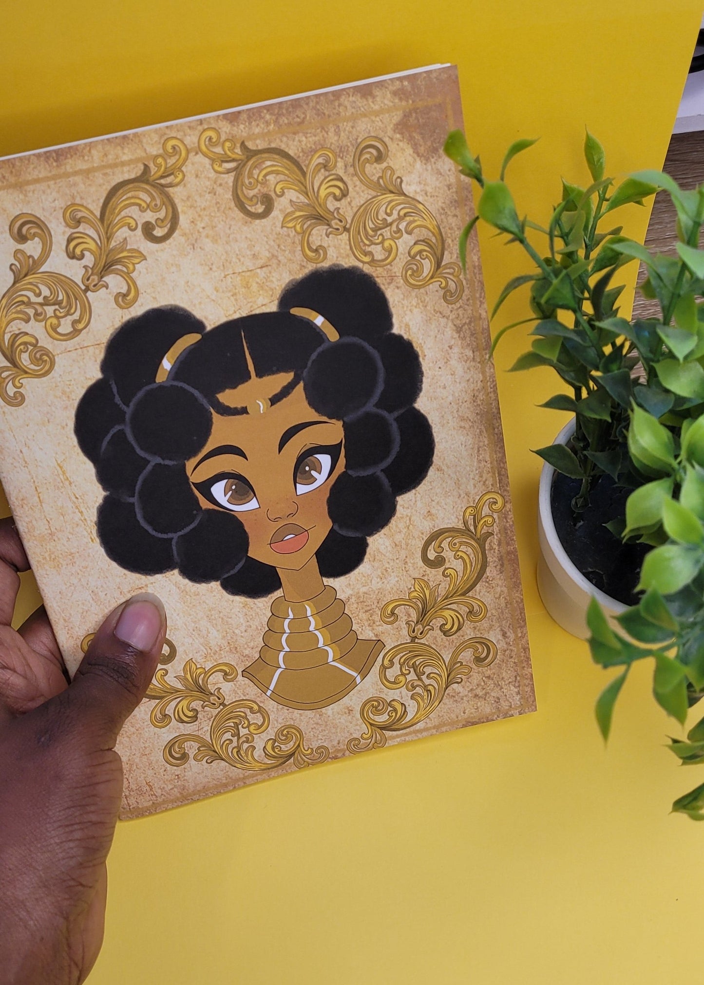 Cute A5 unlined Black princess character notebook