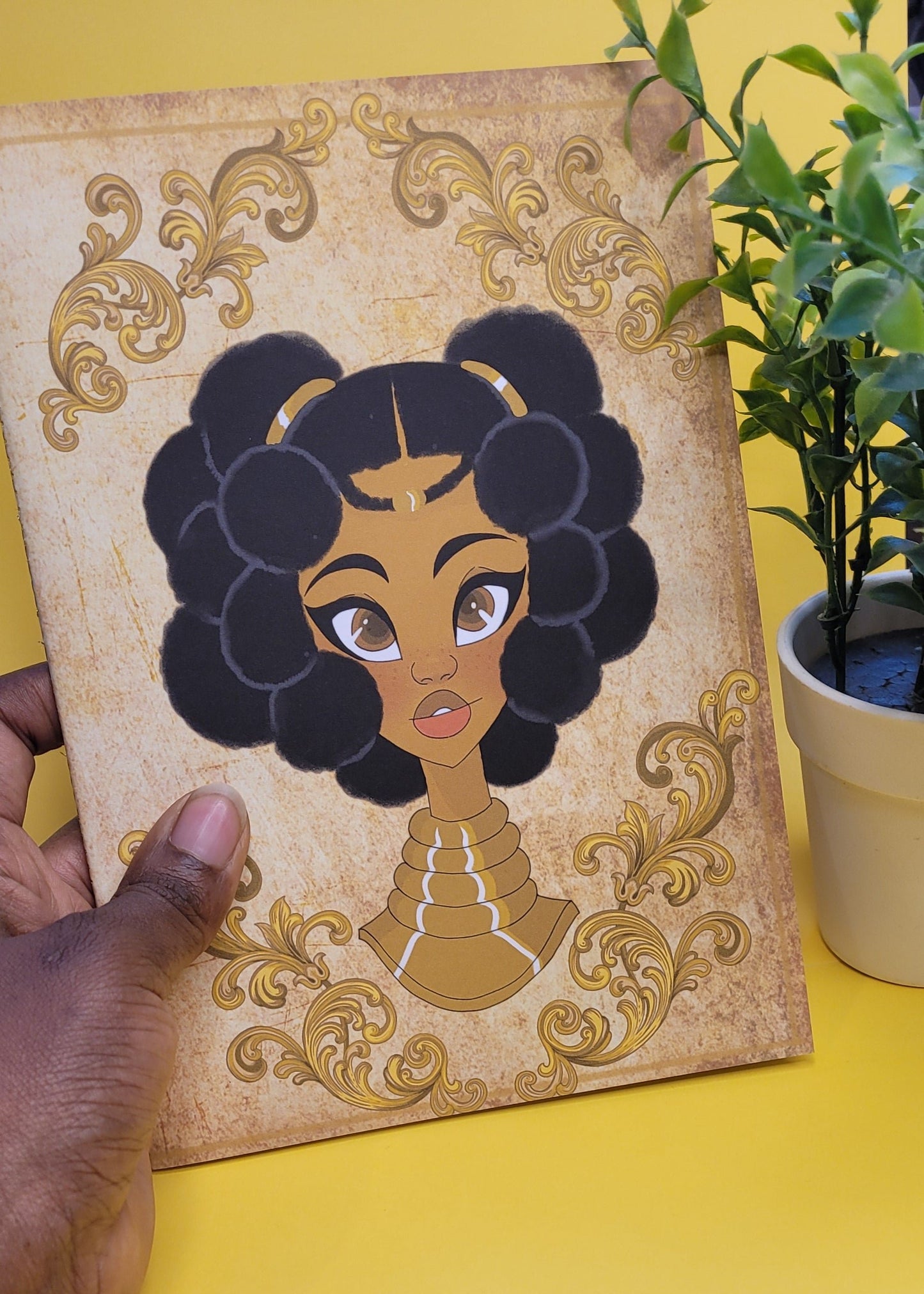 Cute A5 unlined Black princess character notebook