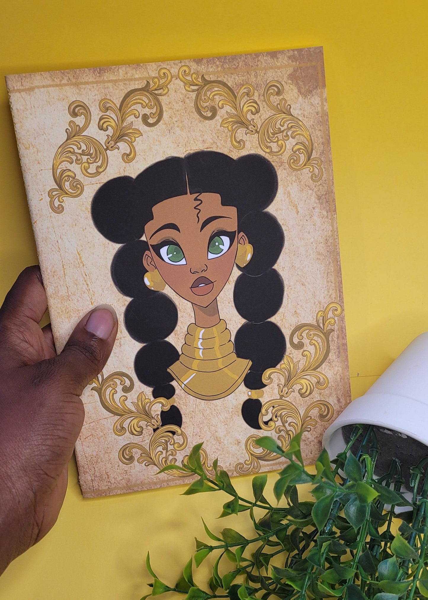 Cute A5 unlined Black princess character notebook