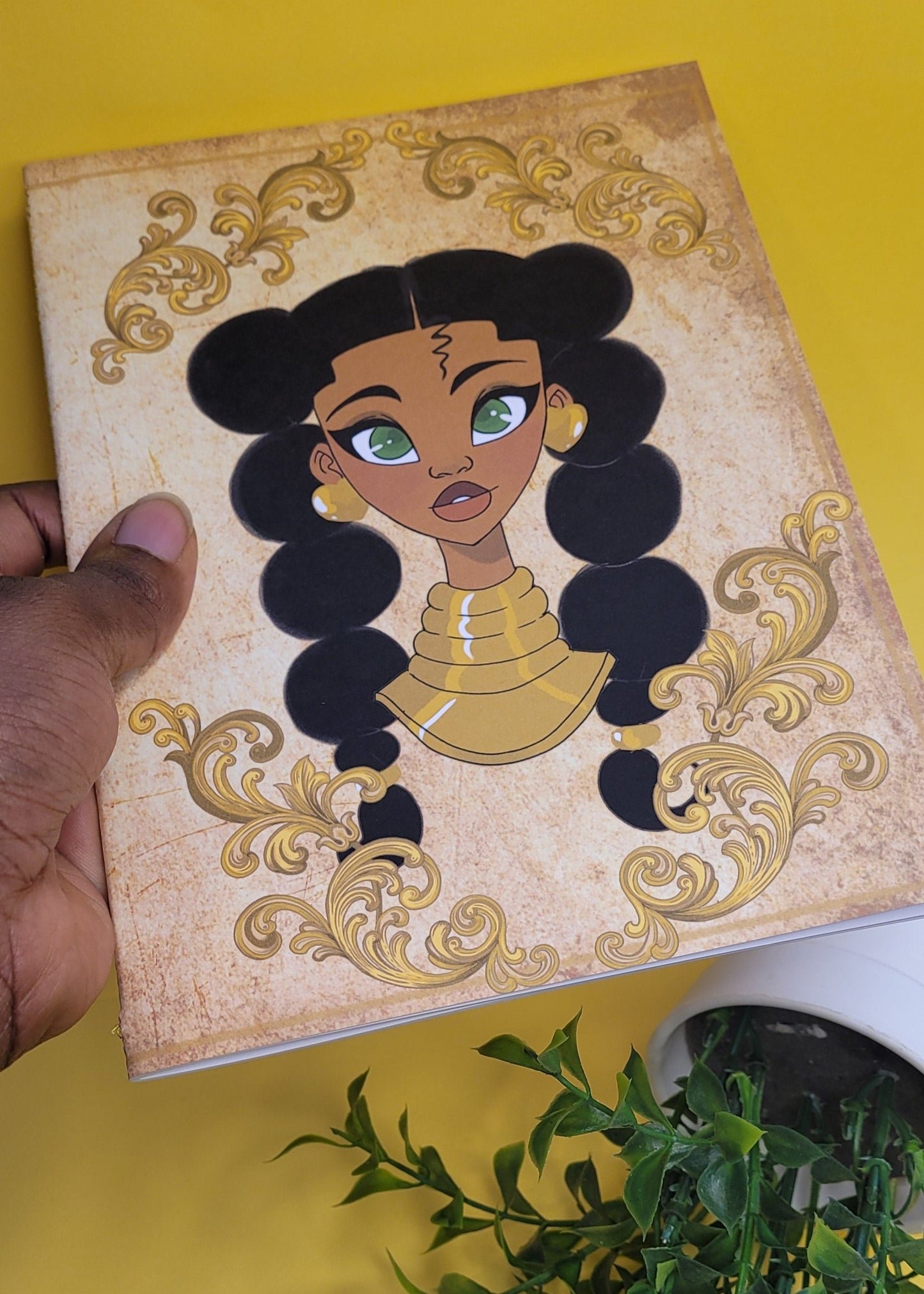 Cute A5 unlined Black princess character notebook