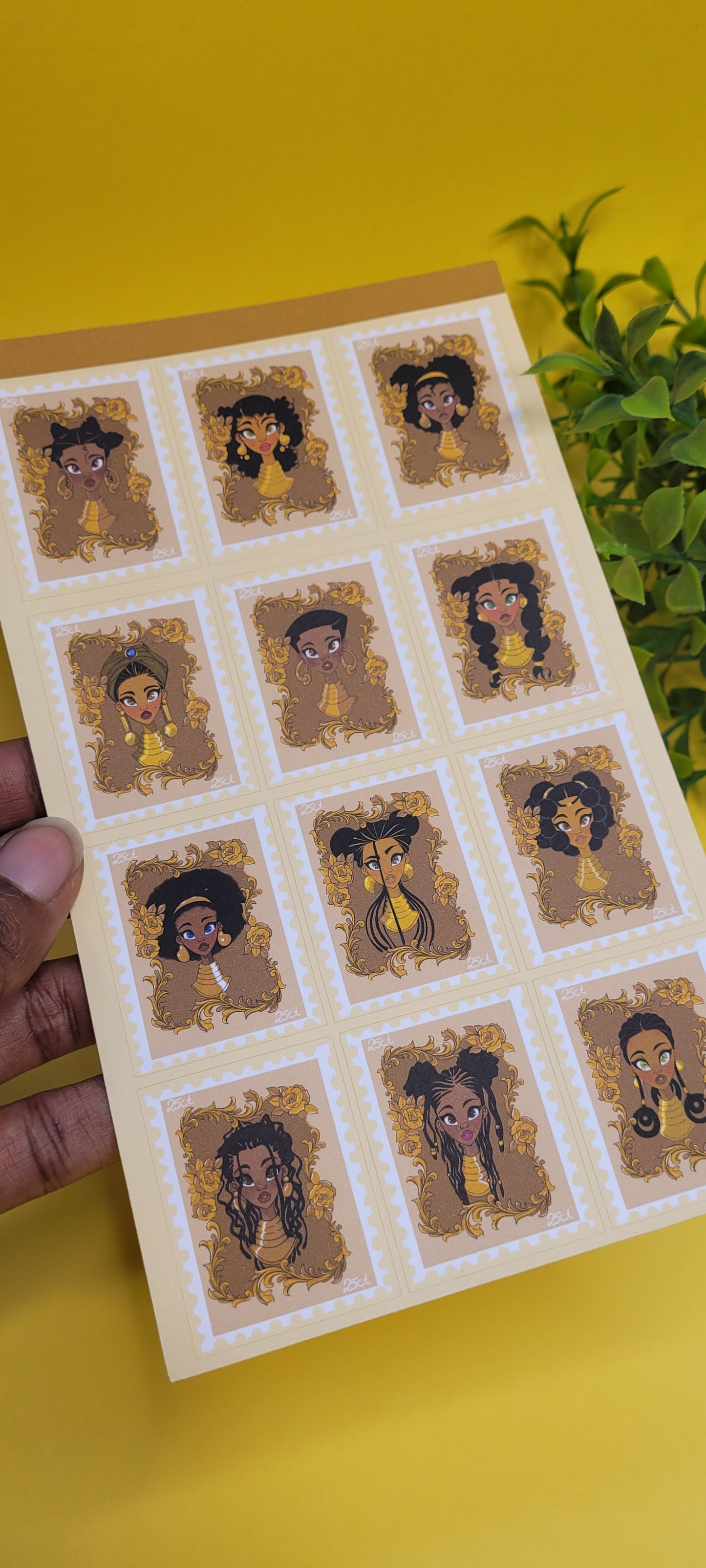 Princess character post stamps sticker sheet