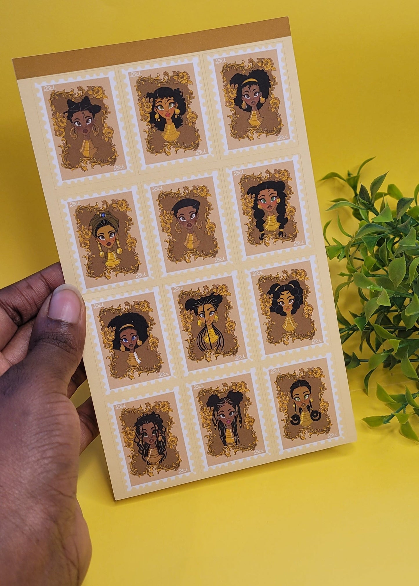 Princess character post stamps sticker sheet