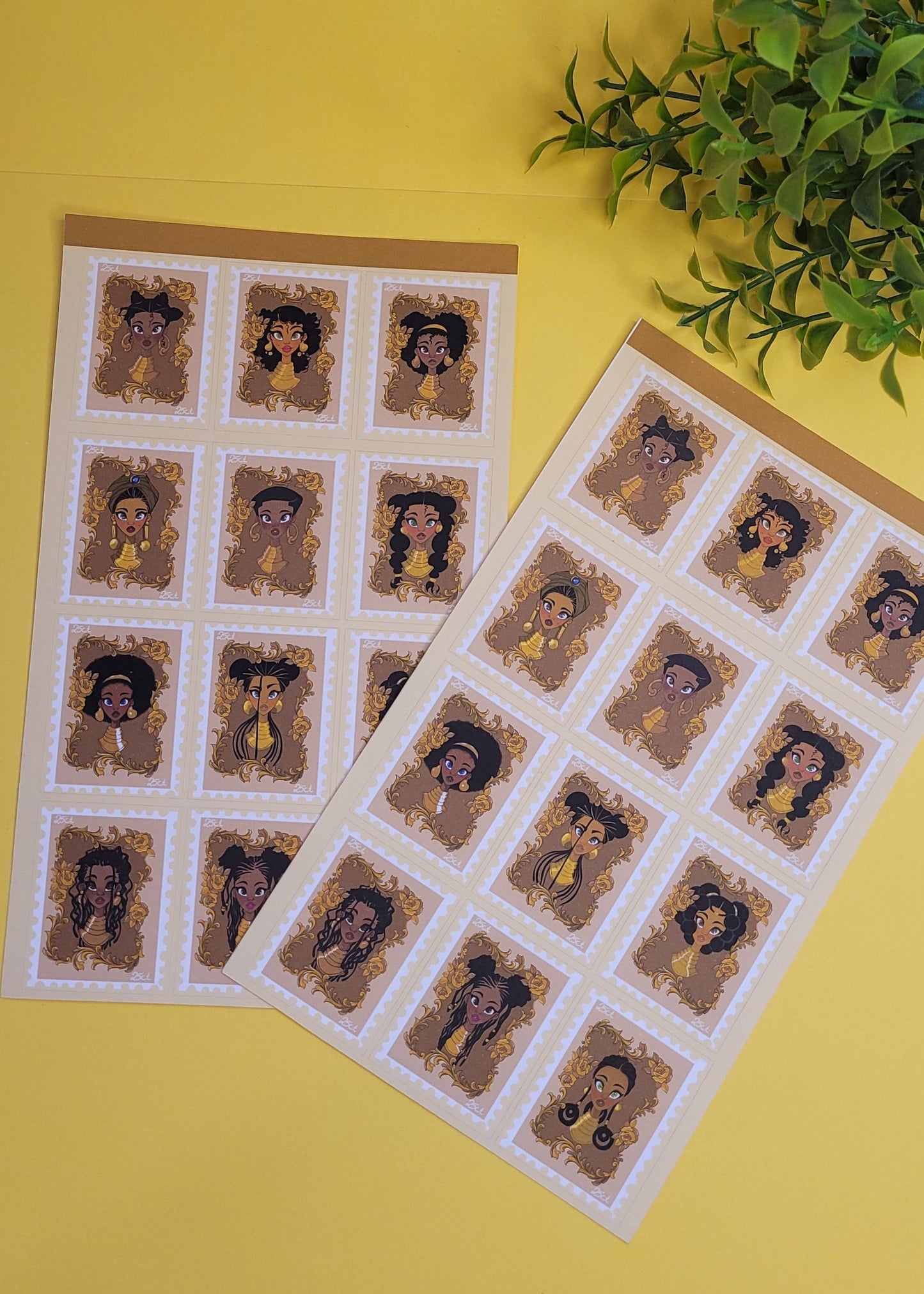 Princess character post stamps sticker sheet