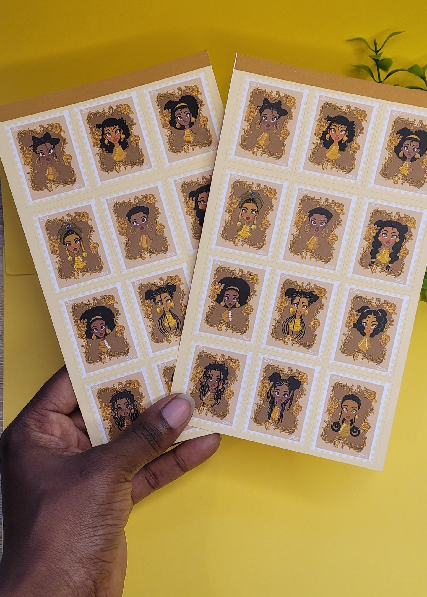 Princess character post stamps sticker sheet