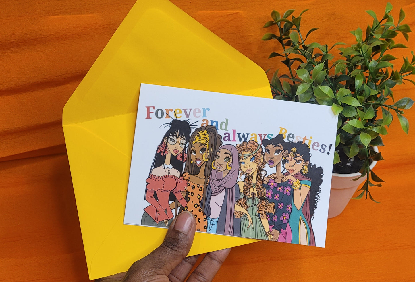 SEO Title: "Forever and Always Besties Greeting Card - A6 350gsm with All 6 BFF