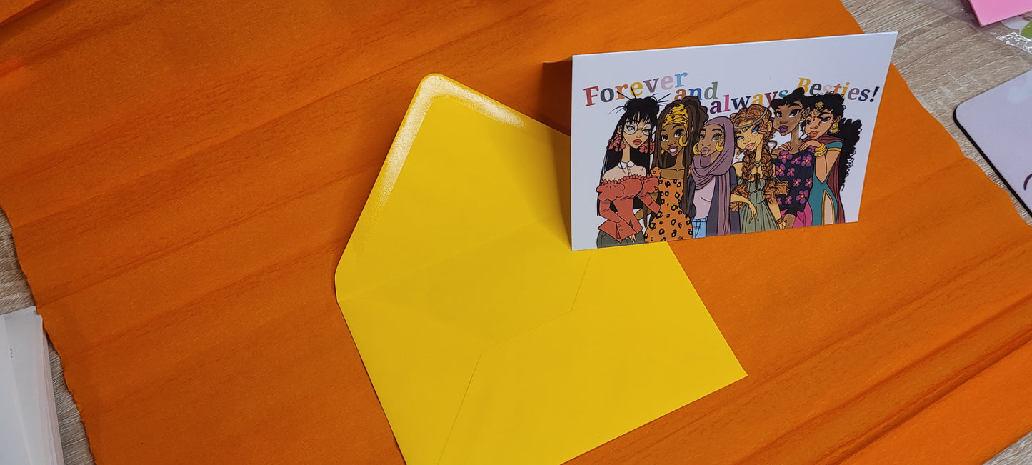 SEO Title: "Forever and Always Besties Greeting Card - A6 350gsm with All 6 BFF