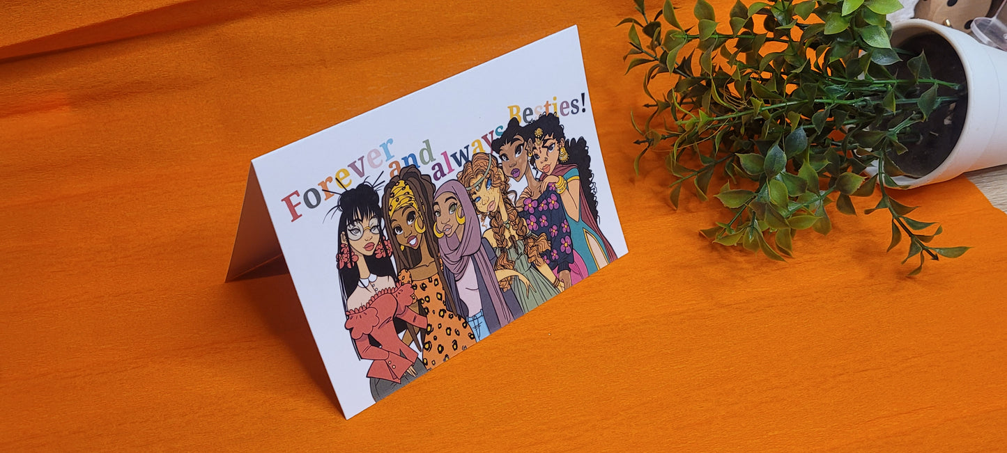 SEO Title: "Forever and Always Besties Greeting Card - A6 350gsm with All 6 BFF