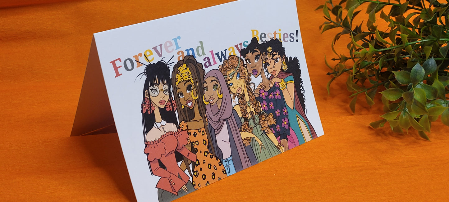 SEO Title: "Forever and Always Besties Greeting Card - A6 350gsm with All 6 BFF