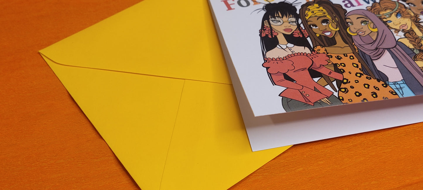 SEO Title: "Forever and Always Besties Greeting Card - A6 350gsm with All 6 BFF
