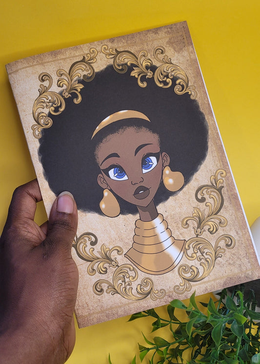 Cute A5 unlined Black princess character notebook