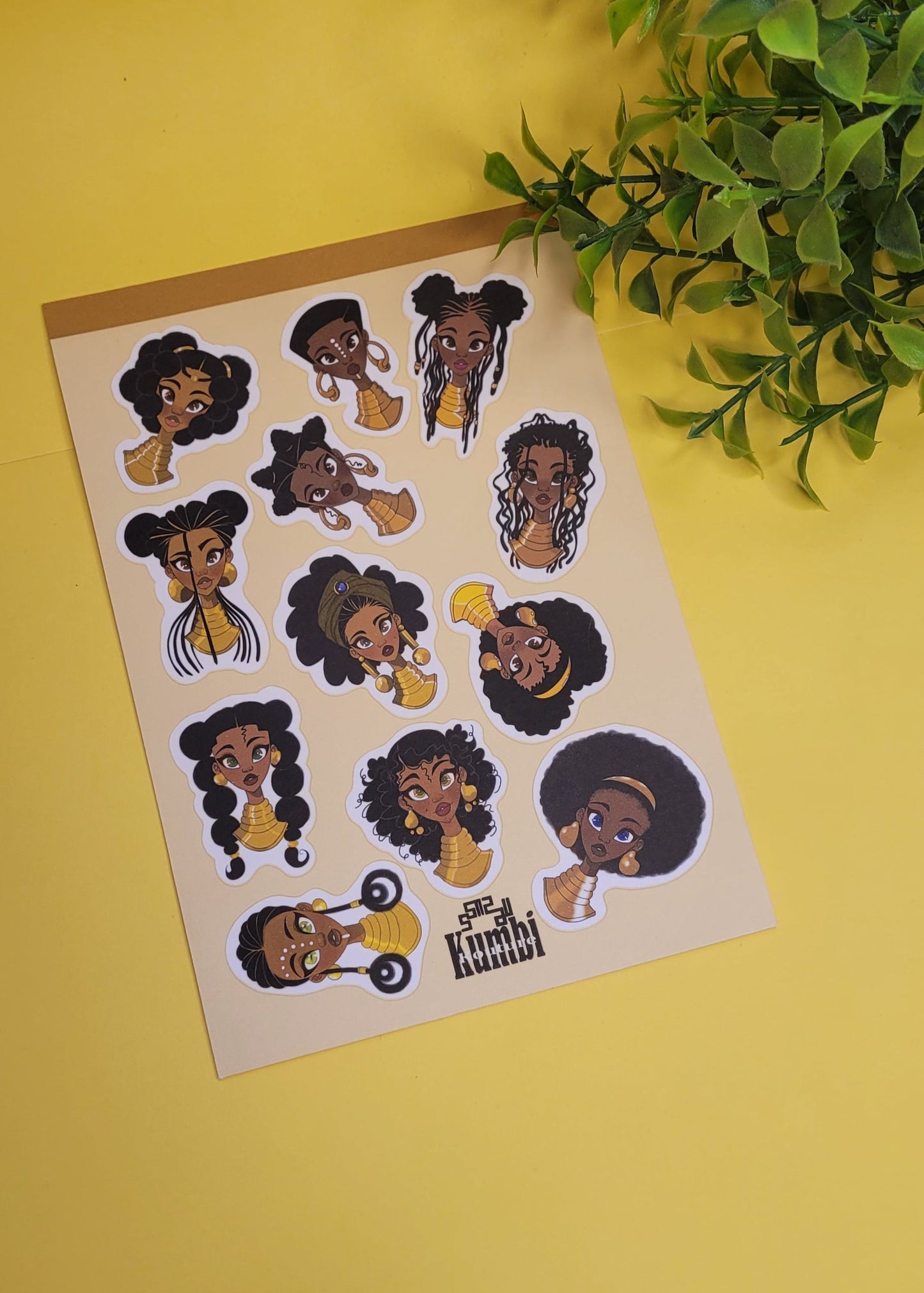 Cute black princess character A6 mini sticker sheet