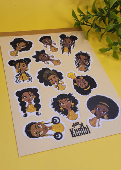 Cute black princess character A6 mini sticker sheet