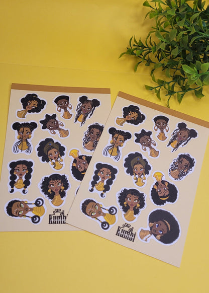 Cute black princess character A6 mini sticker sheet