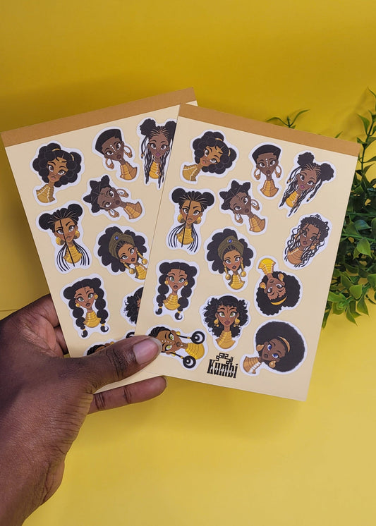 Cute black princess character A6 mini sticker sheet