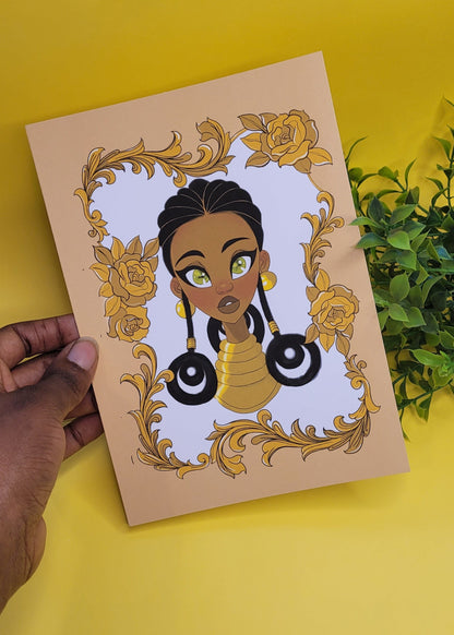 A5/A4 Black princess character art print