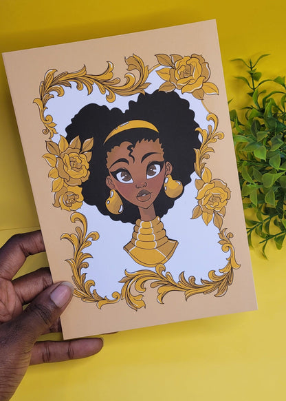 A5/A4 Black princess character art print