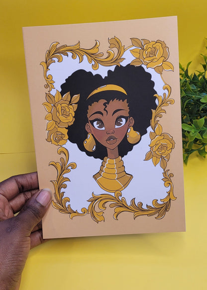 A5/A4 Black princess character art print