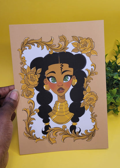 A5/A4 Black princess character art print