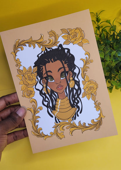 A5/A4 Black princess character art print