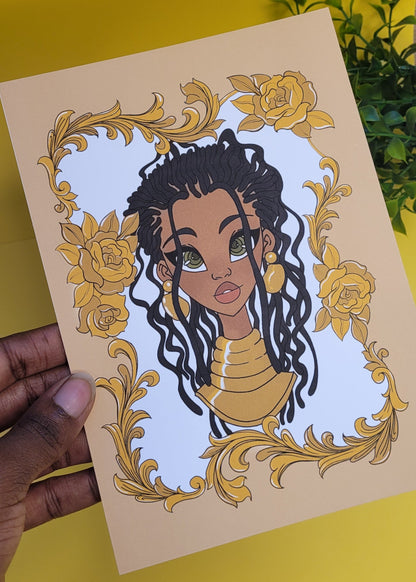 A5/A4 Black princess character art print