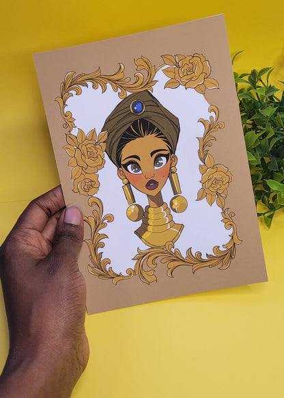 A5/A4 Black princess character art print