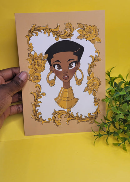 A5/A4 Black princess character art print