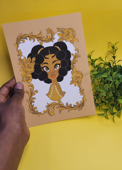 A5/A4 Black princess character art print