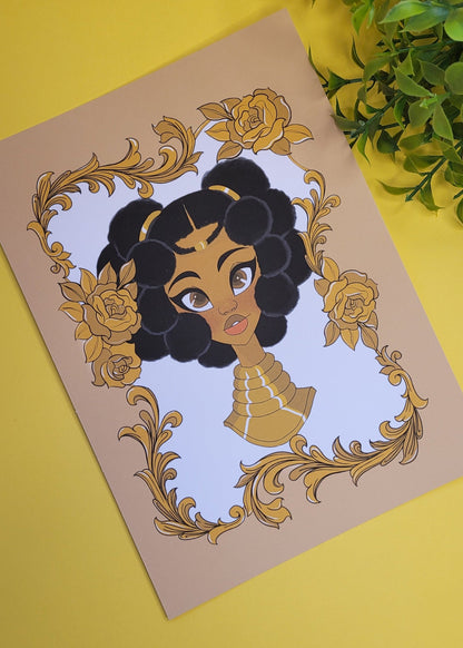 A5/A4 Black princess character art print