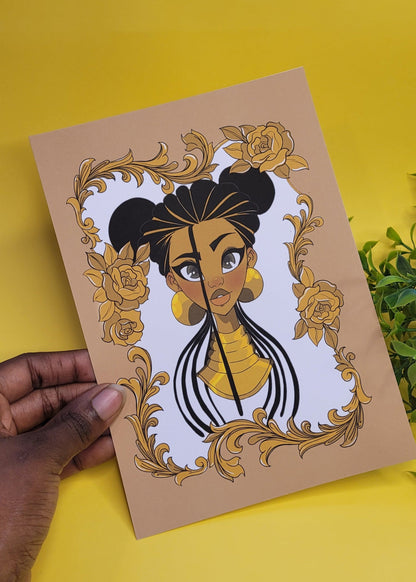 A5/A4 Black princess character art print