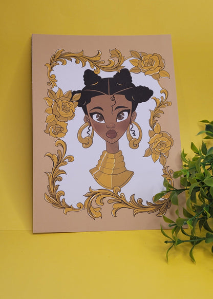 A5/A4 Black princess character art print