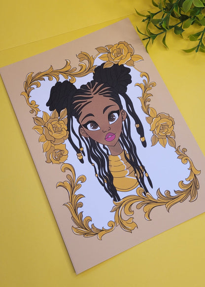 A5/A4 Black princess character art print